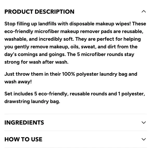 Beauty By Earth Reusable Microfiber Makeup Remover Pads - Picture 4 of 4